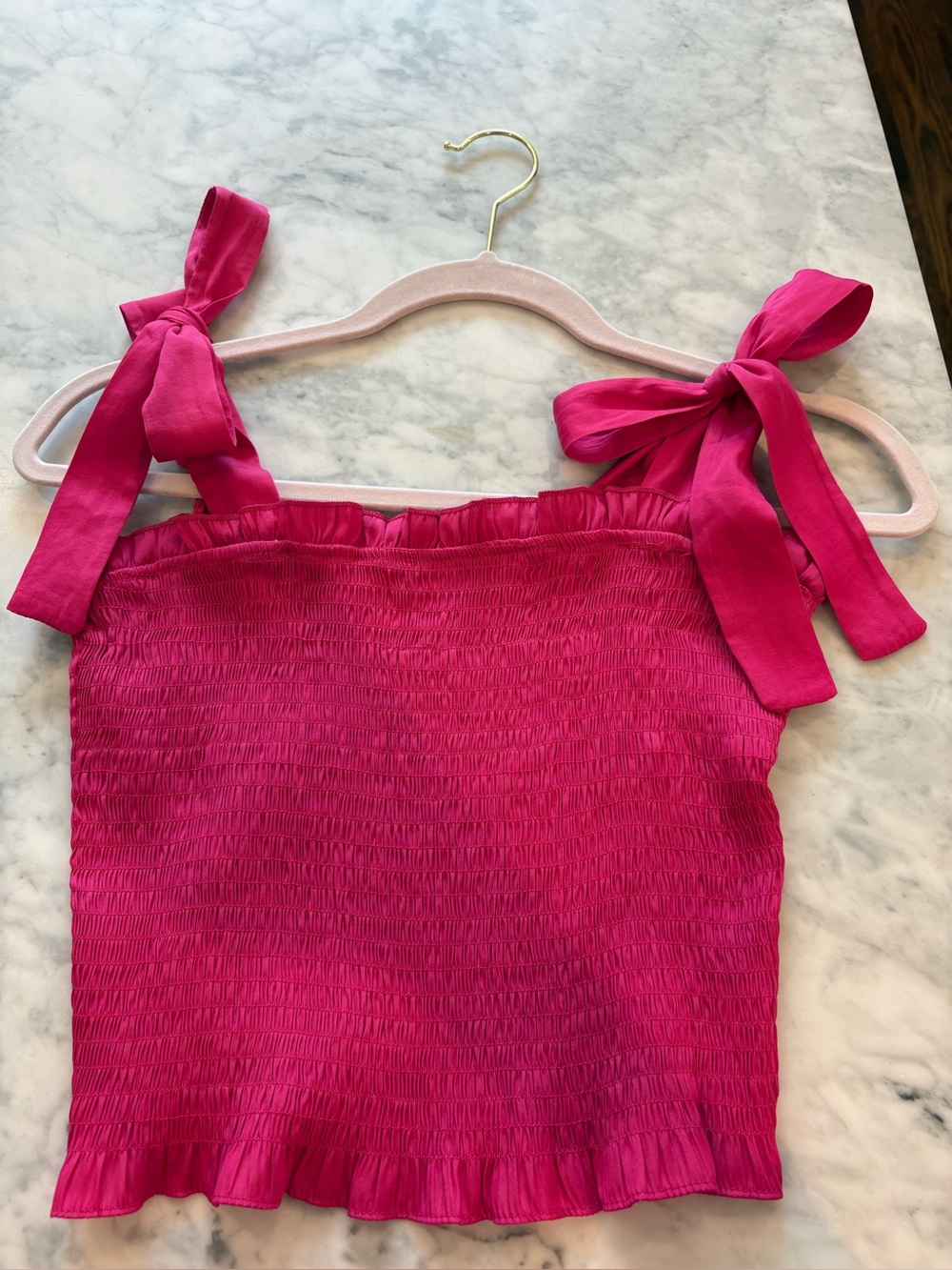 TCEC Hot Pink Smocked Tie-Shoulder Camisole